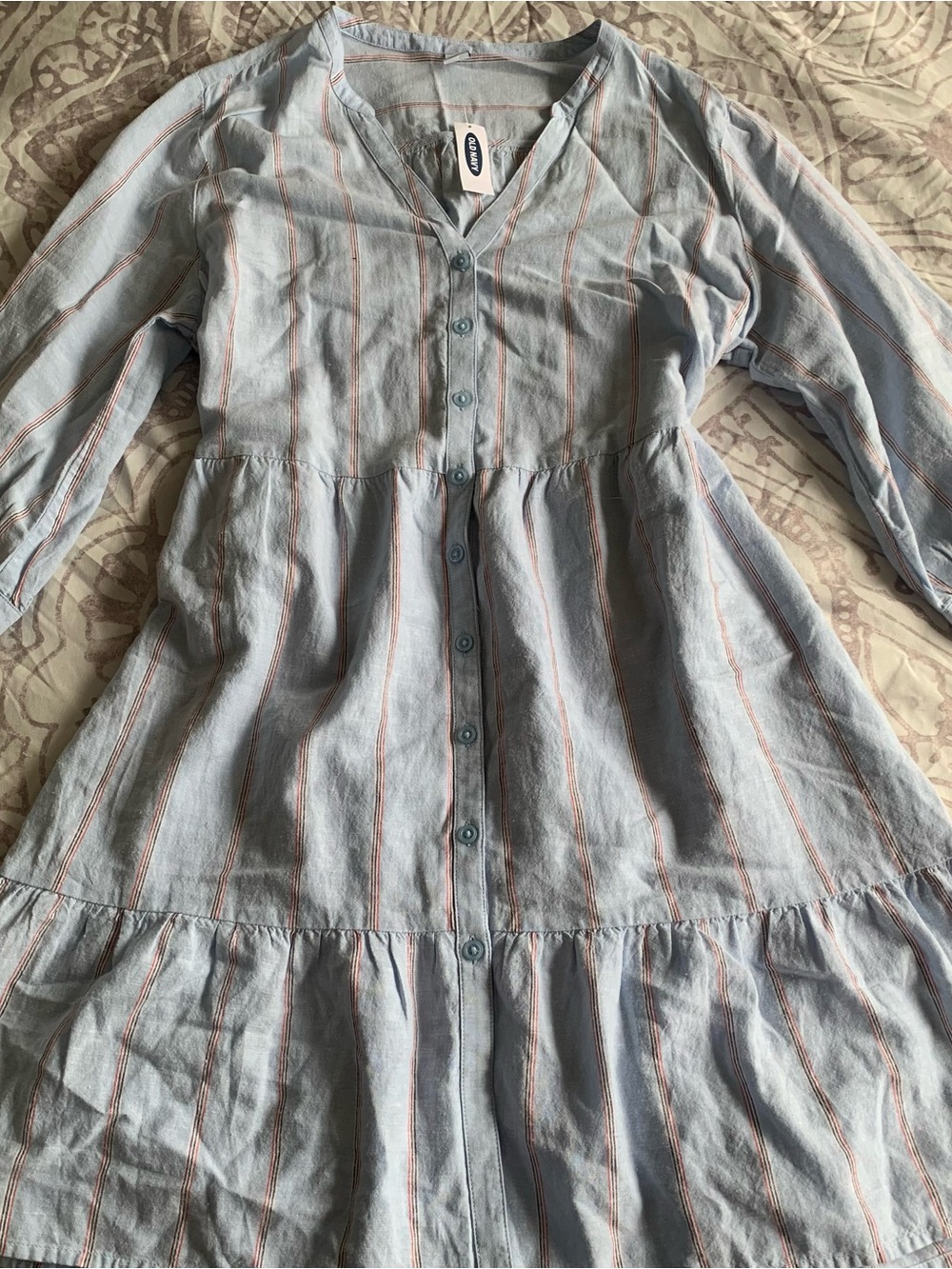 Old Navy Light Blue Striped Button-Front Dress
